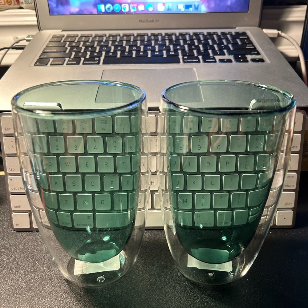 Double walled glass, teal